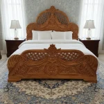 Antique Style Carved Teak Wood Bed Frame