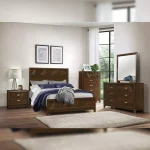 Walnut Colored Aziel Style Bedroom Set
