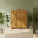 Crown-Top Traditional Carved 3-Door Almirah