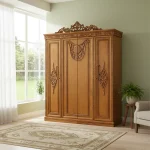 Crown-Top Minimalist 4-Door Wooden Almirah