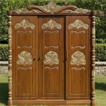 3-Part Opera-Style Wooden Almirah with Crown Top