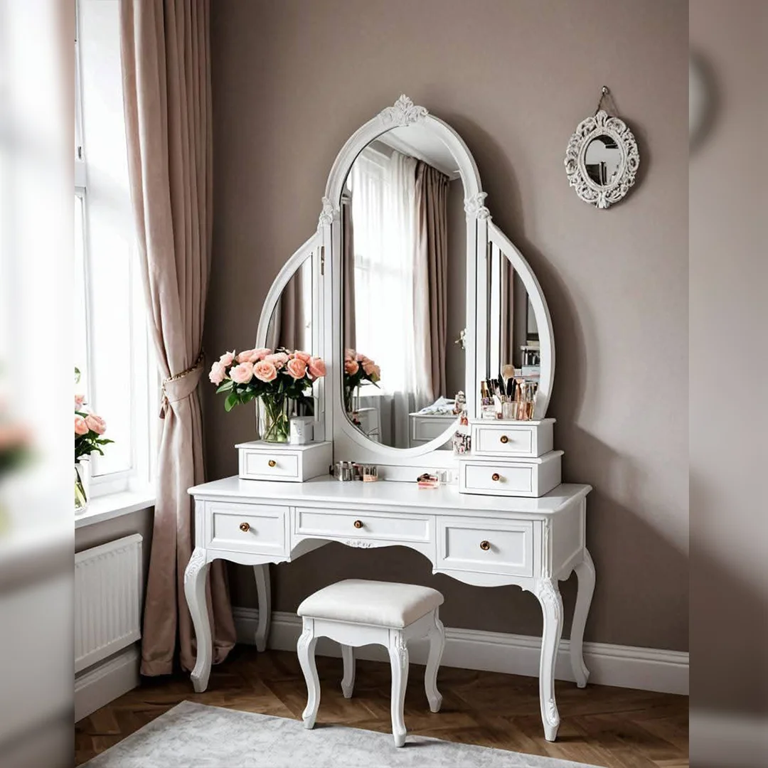 34 Premium White Vanity Set with Storage Drawers Premium White Vanity Set with Storage Drawers - Image 1