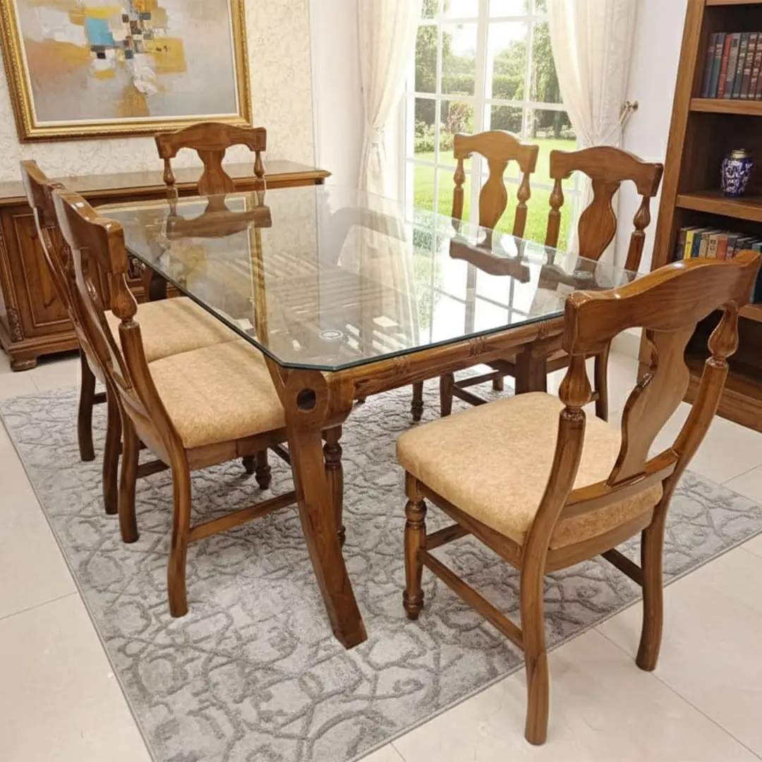 66 Contemporary Wooden Dining Table Ensemble Contemporary Wooden Dining Table Ensemble - Image 1