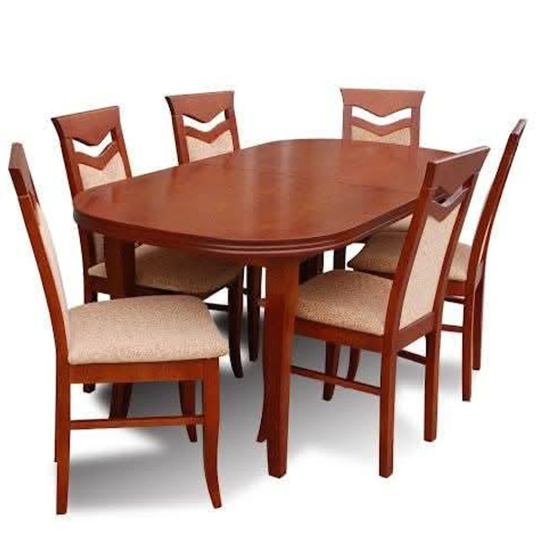 72 Contemporary 6-Seater Teak Wood Dining Set Contemporary 6-Seater Teak Wood Dining Set - Image 1