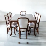 Luxurious French Solid Teak Wood Dining Table Set