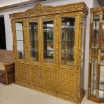 Traditional Golden Wooden 4-Door Wall Showcase Cabinet