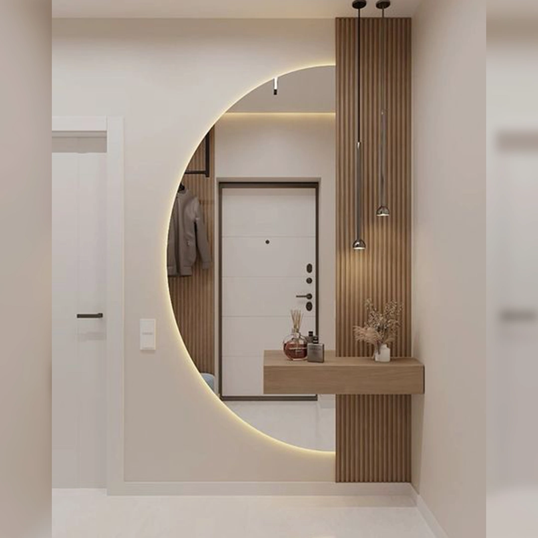 87 Modern Entryway Mirror Featuring an LED Backlight Modern Entryway Mirror Featuring an LED Backlight - Image 1