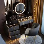 Elegant Marble-Top Vanity Dressing Table Set